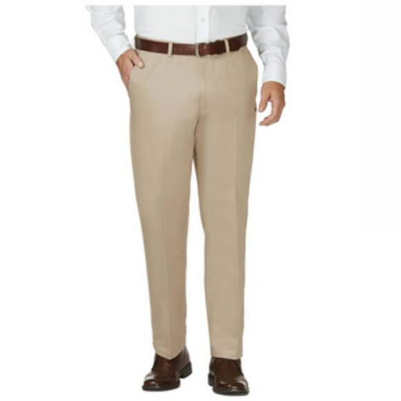 Haggar Men's Work To Weekend Khaki Flat Front Pant Classic Fit 40W X 29L - Picture 1 of 12